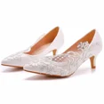 thumbnail image 2 of zapatos de tacón alto a la moda para boda, zapatos blancos para novia, zapatos de tacón con correa en el tobillo para mujer, zapatos de fiesta de encaje con diamantes de imitación para baile para muje, 2 of 5