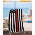 thumbnail image 2 of Thin Red Line American Flag Beach Towel 30' X 60', 2 of 6