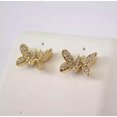 thumbnail image 3 of TAAPSEE JEWELS Butterfly Stud Earring White Cubic Zirconia Round Cut 14K Yellow Gold Plated, 3 of 5