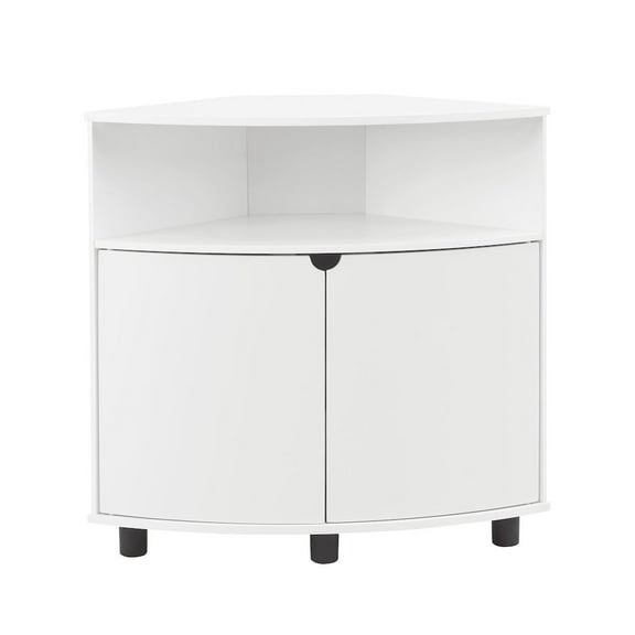 Furniture of America Leto White Corner Storage Cabinet with LED Lights