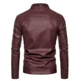 thumbnail image 4 of HAPIMO Men's Flight Large Size Leather Jacket Clip Cotton Jacket With Long Zipper Cuffs Jacket Fashion Casual Long Sleeve Work Outwear Fall Winter Holiday Wine XXXL, 4 of 5