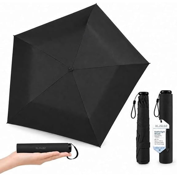 Sttlejura Mini Pencil Umbrella, Compact Folding Travel Parasol for Rain, Sun Shade, Handbags, Backpacks and Daily Commutes