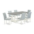 thumbnail image 6 of East West Furniture V-Style 7-piece Wood Dining Set in Linen White/Blue/Cement, 6 of 10
