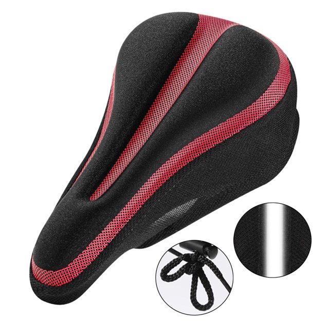 Cubierta de asiento de bicicleta Baoblaze extra cómoda gel suave Negro y rojo Cojín de montdle de bicicleta