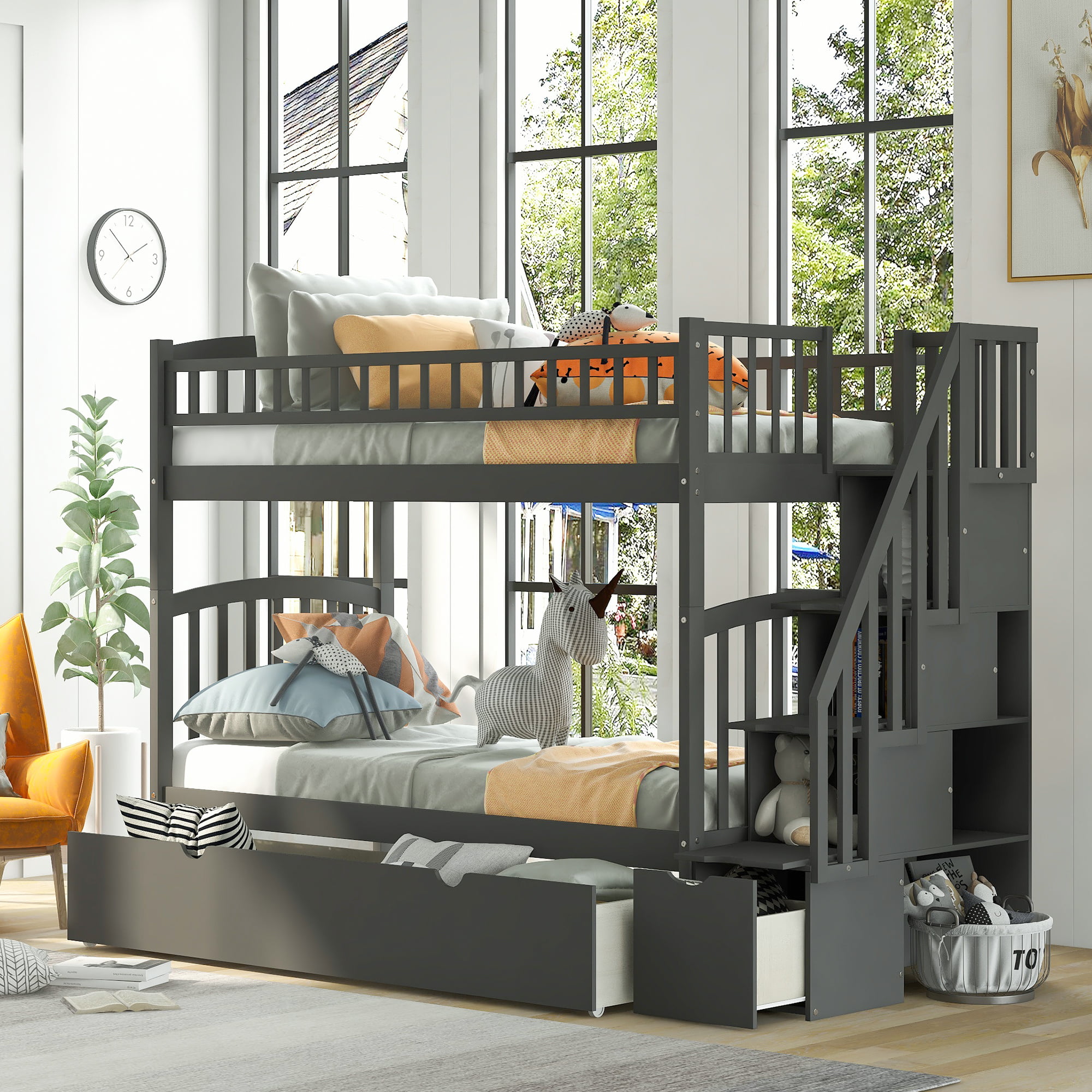 Twin Over Bunk Bed Aukfa, Toddler Bunk Beds With Steps
