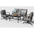 thumbnail image 3 of ALAULM 4 Piece Patio Furniture Set,Outdoor Metal Patio Furniture with Coffee Table & Rocking Chairs Conversation Set for Porch,Backyard,Poolside, Garden-Grey, 3 of 8