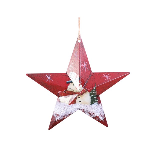 Wosthever Adornos de estrella de árbol de Navidad, colgantes de vacaciones de Año Nuevo, diseño de escena interior, colgante de Navidad de Muñeco de nieve