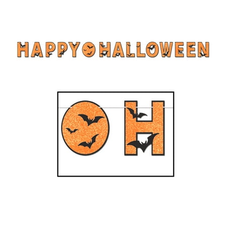 Party Glittered Happy Halloween Streamer 8 1 By 2" X 11' - 12 Pack (1 Per Package)