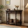 thumbnail image 3 of Harper & Bright Designs Vintage Narrow Console Table with Storage , Wood Entryway Table with Top Drawer and Open Shelf , Retro Sofa Table with Curved Corner for Entryway and Hallway , Espresso, 3 of 14