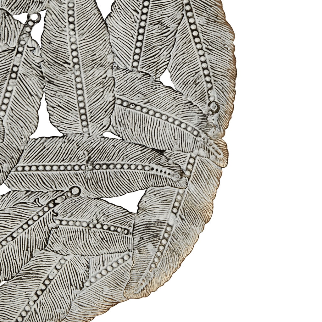 MAYEERTY Textured Feather 3-Piece Metal Disc Wall Decor Set