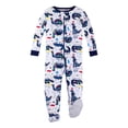 thumbnail image 1 of Lamaze Pijama de algodón Natural Peinado con pies elásticos de una Pieza para niños y bebés, con Cremallera, 1 Paquete, Animales Azules, 12 Meses, 1 of 5