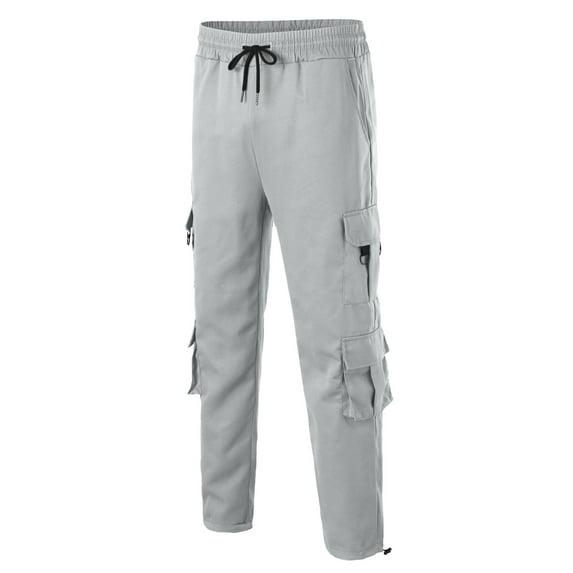 Vedolay Cargo Pants For Men Baggy Mens Solid Color Summer Casual All Pants Fashionable Woven Long Cargo Pants with Pockets Basics Cargo Pants Men,Gray XXL
