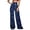 F162 Dark Blue, variant on Womens Pants Fashionable Solid Color Sequins Wide Leg Loose Fit High Waist Elegant Long Trousers Mint Green Size 3Xl