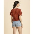 thumbnail image 3 of Moomaya Womens Printed Peplum Top, V Neck Viscose Summer Crop Top, 3 of 9