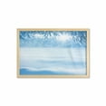 thumbnail image 1 of Winter Wall Art with Frame, Psychedelic Winter Background with Snow Drifts and Cold Pine Branch Image, Printed Fabric Poster for Bathroom Living Room, 35" x 23", White, by Ambesonne, 1 of 2