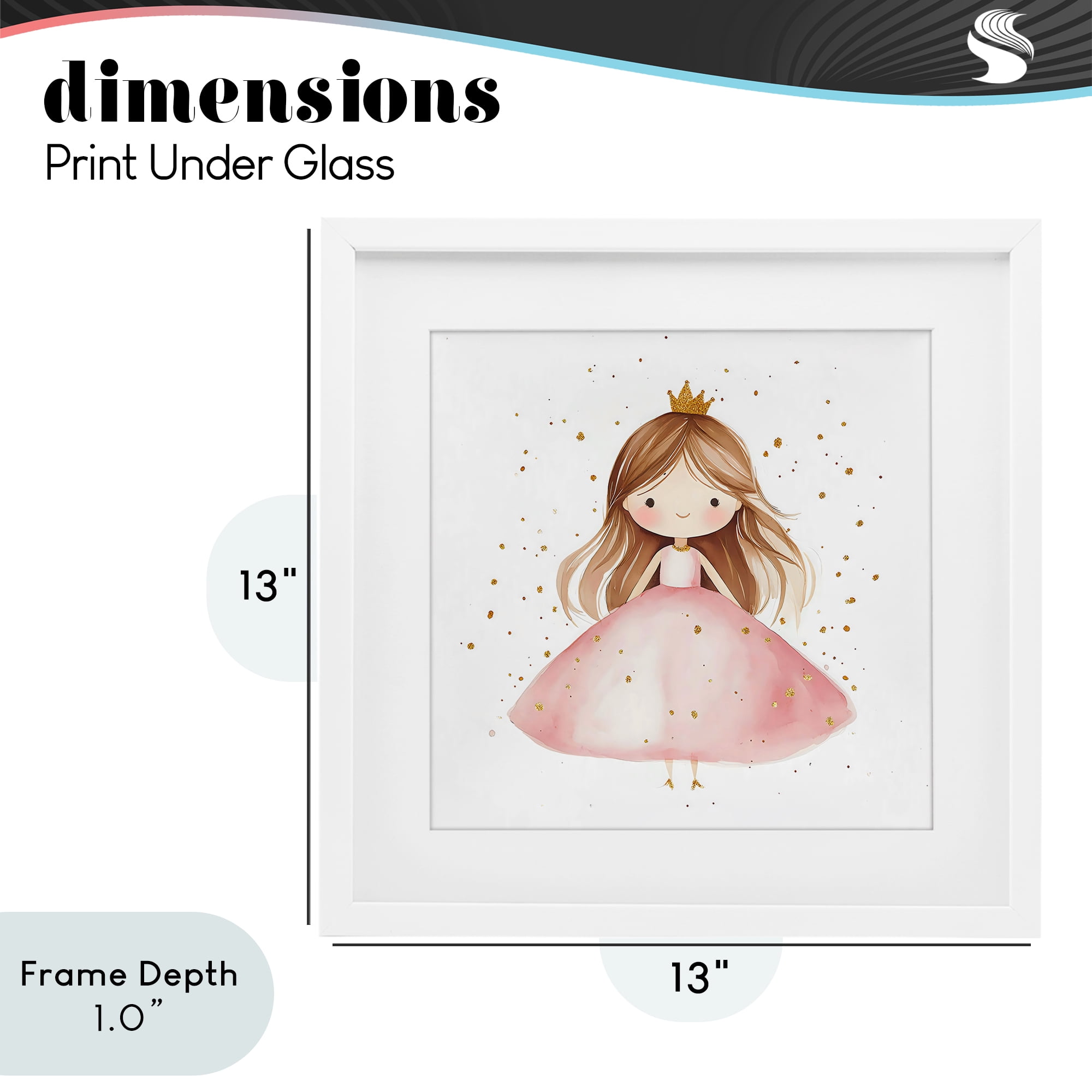 Stupell Industries Little Princess with Pink Gown White Framed Print Under Glass, design by Creative Studio