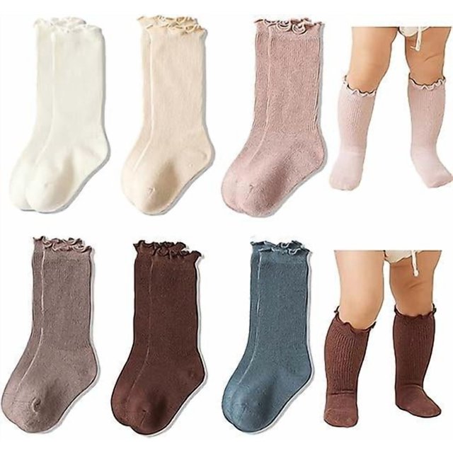 Baby Girls Socks Cotton Toddler Knee-high Stockings Kids Cozy Warm Solid Color Long Socks For 1-3t