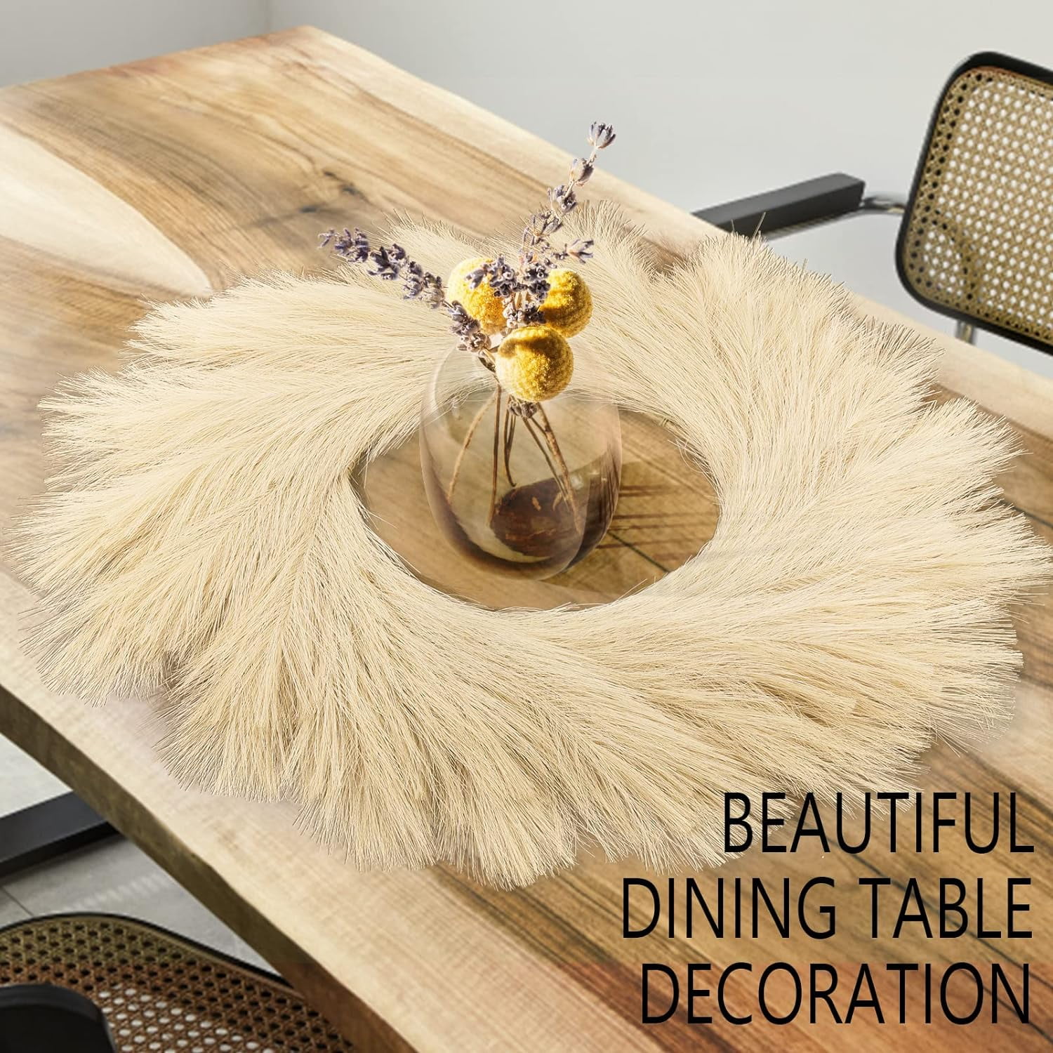 Artificial Pampas Wreath Indoor, 26" Brown Faux Pampas Dried Flower Fall Decor for Outdoor Boho Style Home Decor (Brown, 1)