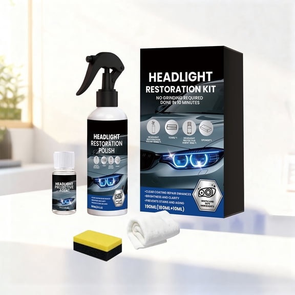 HuanheLiving Headlight Restoration Kit Removes Oxidation Yellowing for Auto Headlamps Lenses SUV Truck 1-Count 6.42 fl oz