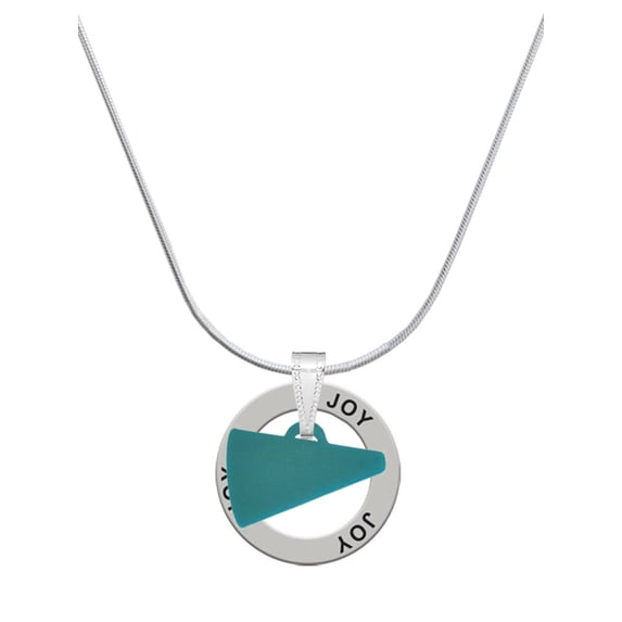 Delight Jewelry Acrylic 3/4" Teal Megaphone Joy Ring Charm Necklace, 18"