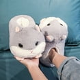 thumbnail image 4 of Zapatillas cálidas de dibujos animados para mujer y niña, zapatos de felpa de unicornio y hámster Kawaii, suela suave plana, zapatos de algodón para el hogar, piso silencioso antideslizante, Invierno, 4 of 5