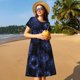 thumbnail image 4 of Balery Blue-Purple Raspberries Vestidos sueltos de manga corta para mujer, vestidos de verano 2025, vestidos casuales de corte A con vuelo., 4 of 6