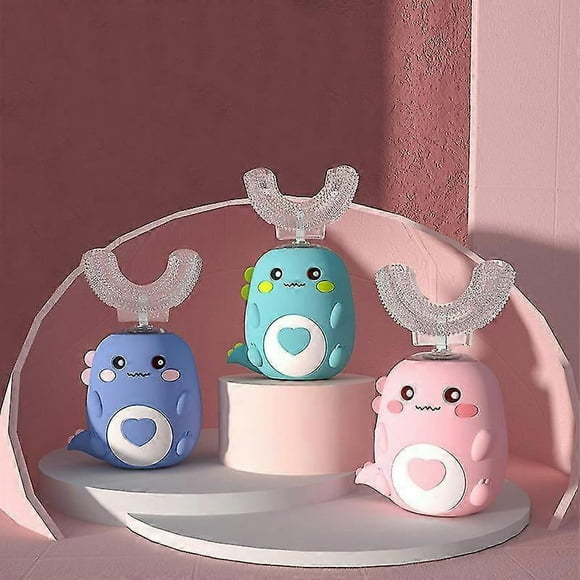 Cepillo de dientes eléctrico automático para niños con carga USB y diseño de dinosaurio sónico en forma de U.