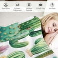 thumbnail image 3 of JRXY Flannel Throw Blanket, Fresh Cactus Flowers Lightweight Throw Blanket, Travel Blanket Cozy Plush Warm Blankets with 18x18 Inch Pillowcase for Bedroom Living Rooms Sofa Beds Office White, 3 of 6