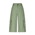 thumbnail image 3 of Up to 65% Off! Fmbrln Womens Summer Multipockets Cargo Capri Pants Fashion Casual Loose Solid Color Wide Leg Pants Lounge Travel Straight Leg Pants, 3 of 5