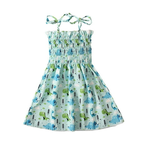 

UHUYA Kids Baby Girls Dress Beach Dresses Casual Sleeveless Princess Summer Dress Green 3-4 T