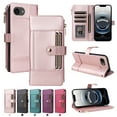 thumbnail image 2 of Designed for iPhone 16e Crossbody Wallet Phone Case, With Shoulder Strap&Wrist Strap,Flip Folio Kickstand,Card Slots,Zipper Pocket,PU Leather Magnetic Snap Shockproof Phone Case,Rosegold, 2 of 13