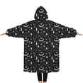 thumbnail image 2 of Oversized Wearable Blanket Hoodie,Black White Halloween Candle Eye Bat Pattern Sherpa Blanket Hoodie with Super Pockets,Super Warm Fuzzy Pullover for Women & Men, 2 of 6