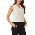 thumbnail image 4 of INSPIRAR CHIC Blusas de Oficina sin Mangas con Pliegues en el Frente y Cuello en V para Mujeres M Beige, 4 of 6