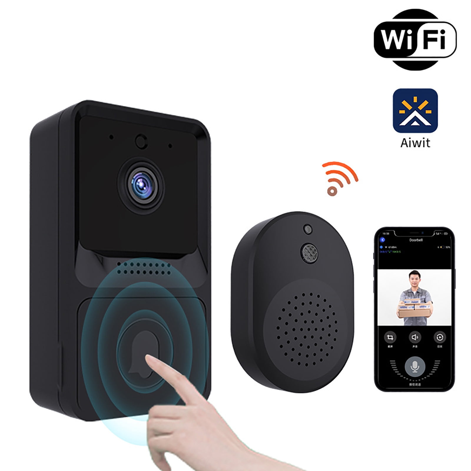 ZKCCNUK Door Bell Video Doorbell Wireless Doorbell Home Highdefinition