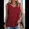 thumbnail image 6 of Women Summer Tank Top Trendy V Neck Crochet Sleeveless Shirts Sweater Vest Red L, 6 of 8