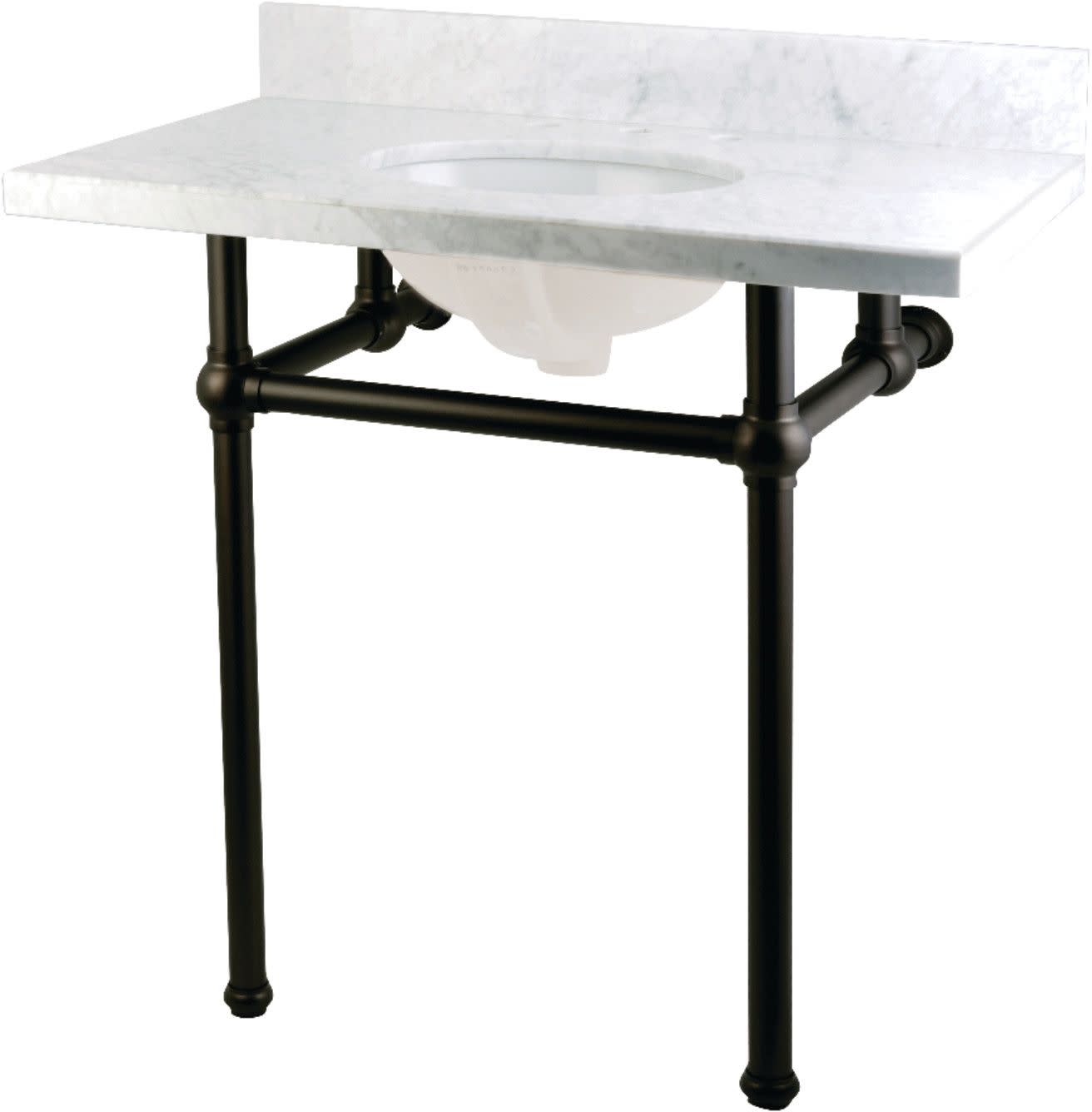 Kingston Brass Kvpb36b Templeton 36" Wall Mounted Bathroom Console Sink Carrara Marble