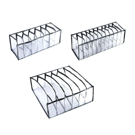 XIANXIAN Mesh Folding Storage Bag Three-Piece Set Bra Organizer with Box Underwear Drawers Storage Compartments Underpants Housekeeping & Organizers