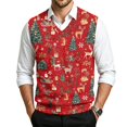 thumbnail image 2 of Mens Christmas Sweater Vests Casual Sleeveless V Neck Knit Pullover Fall, 2 of 7