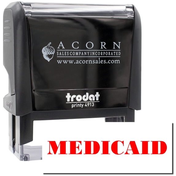 Large Self-Inking Medicade Stamp, Trodat Printy 4913, Press and Print Stamping, Impression Size 7/8" x 2-1/4", Up to 10,000 Impressions - Red Ink