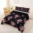 thumbnail image 2 of Homewish Gothic Halloween Skull Queen Comforter Set,Pink Rose Branch Print Comforter Sets Queen,Black Dusty Rose,Black Reversible,3-Piece,1 Comforter and 2 Pillowcases, 2 of 7