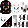 thumbnail image 2 of Lindo gato blanco decoraciones para fiesta de cumpleaños, plato, globo, vajilla desechable, suministros para Baby Shower, Fondo de gato personalizable, 2 of 4