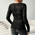 thumbnail image 5 of Women's Floral Embroidery Eyelet Lace Crew Neck Long Sleeve Top, 5 of 8