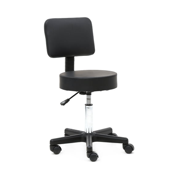 Adjustable Salon Stool with Back Round Shape Plastic Chair Black