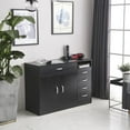 thumbnail image 4 of Zimtown Gabinete de almacenamiento independiente moderno, Gabinete de piso de baño, Gabinete de peluquero, Aparador de buffet de cocina, Gabinete de acento, Acabado negro Zimtown Contemporáneo, 4 of 8