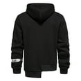 thumbnail image 3 of Sweat à Capuche Hommes Mode Décontractée Patchwork Pull Style Métal Poche Foncé Demi-Zip Manches Longues Ourlet Irrégulier Sweat à Capuche Blouse, 3 of 9