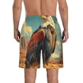 thumbnail image 3 of KLL Western Desert Cactus Bald Eagle Men's Casual Summer Beach Shorts Hawaiian Shorts with Pockets-, 3 of 5