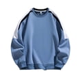 thumbnail image 3 of Chiccall Mens Cotton Fleece Sweatshirts Plus Size Crew Neck Raglan Long Sleeve Sweat Shirts Casual Comfy Athletic Colorblock Sweatshirts, 3 of 7