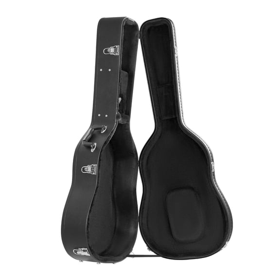 Durable 41 Inch Acoustic Guitar Hard Case with Lockable Latch, Water-Resistant PVC Shell&Soft Interior Padding for Full-Size Guitars, Black