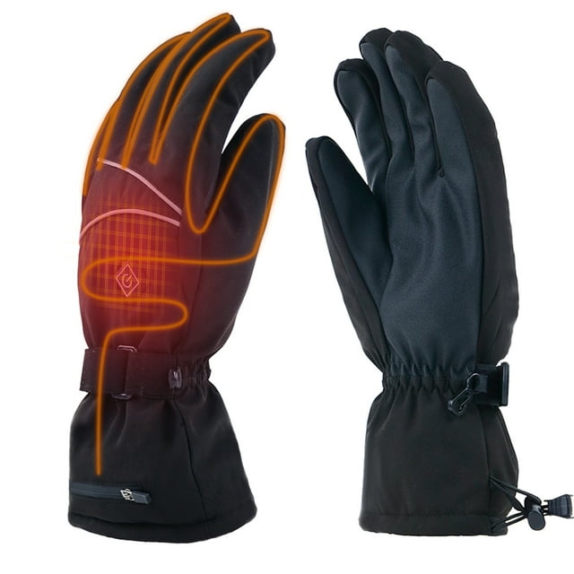 yeacher CY-HG0063 Battery-Powered Heated Gloves with Adjustable Heat Settings, Size L, Polyester & PU Material, Compact & Lightweight Design