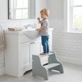 thumbnail image 2 of Gymax Foldable Toddler Step Stool w/Chalkboards 2-Step Stool Hollowed-out Patterns Grey, 2 of 10